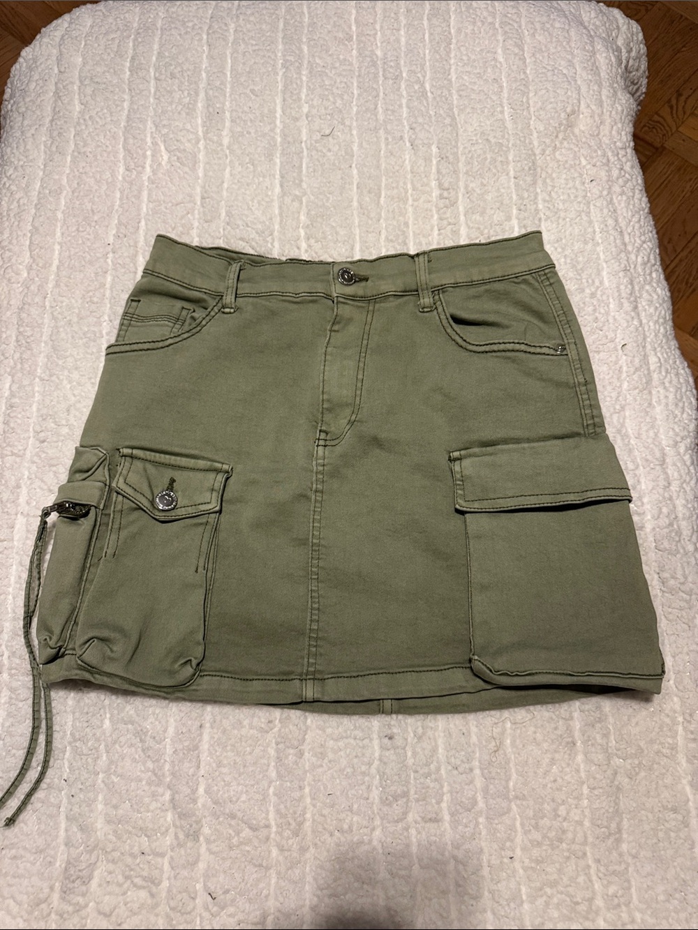 Love Olive Green Cargo Mini Skirt with Patch Pockets